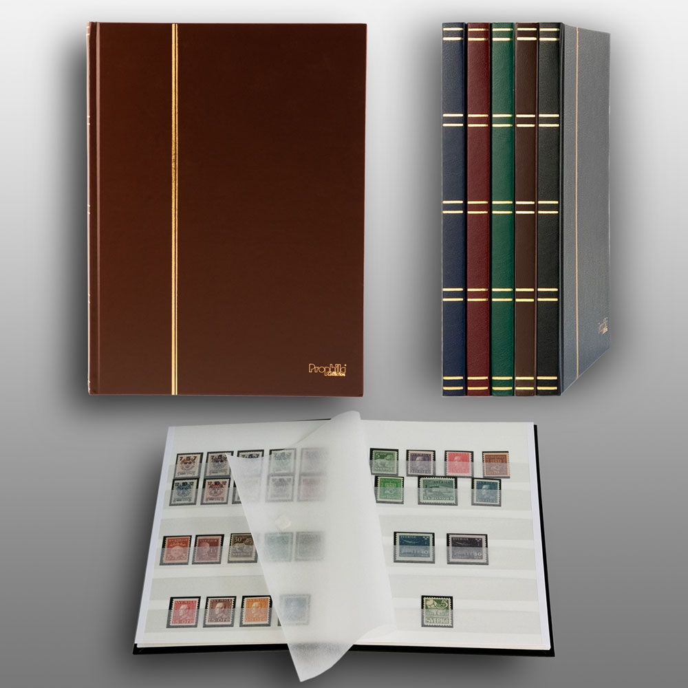 Prophila Collection 16 weie Seiten A5 Briefmarken-Einsteckbuch brauner Einband