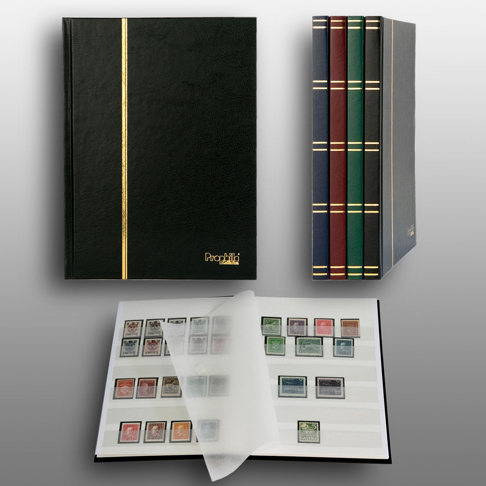 Prophila Collection 16 weie Seiten A5 Briefmarken-Einsteckbuch schwarz