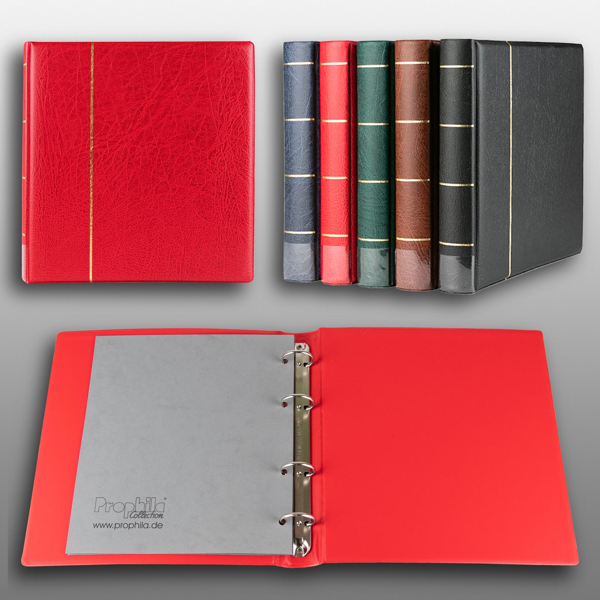 Prophila Collection Album A5 Standard-Ringbinder f�r M�nzen Banknoten Postkarten ETB (rot)
