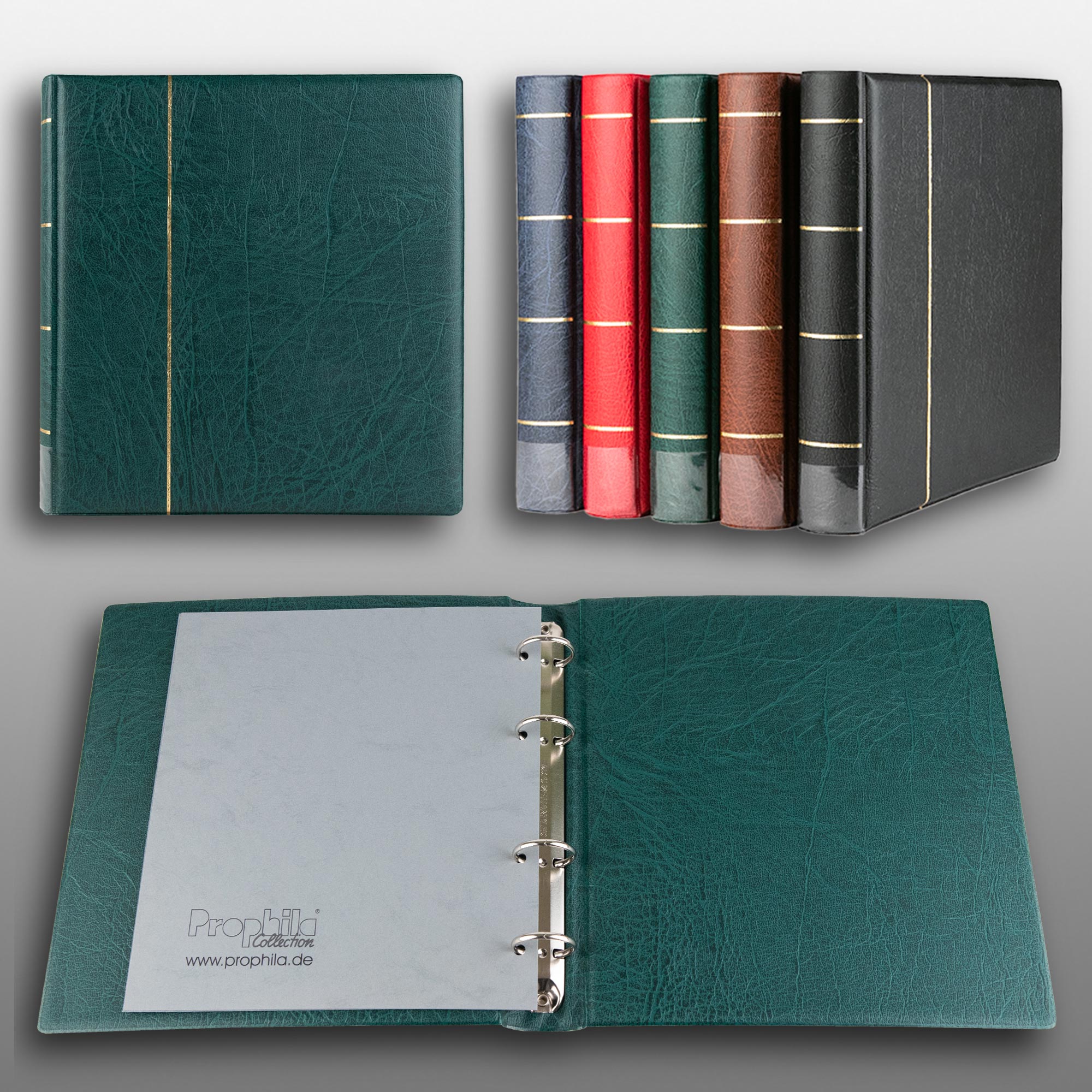 Prophila Collection Album A5 Standard-Ringbinder f�r M�nzen Banknoten Postkarten ETB (gr�n)