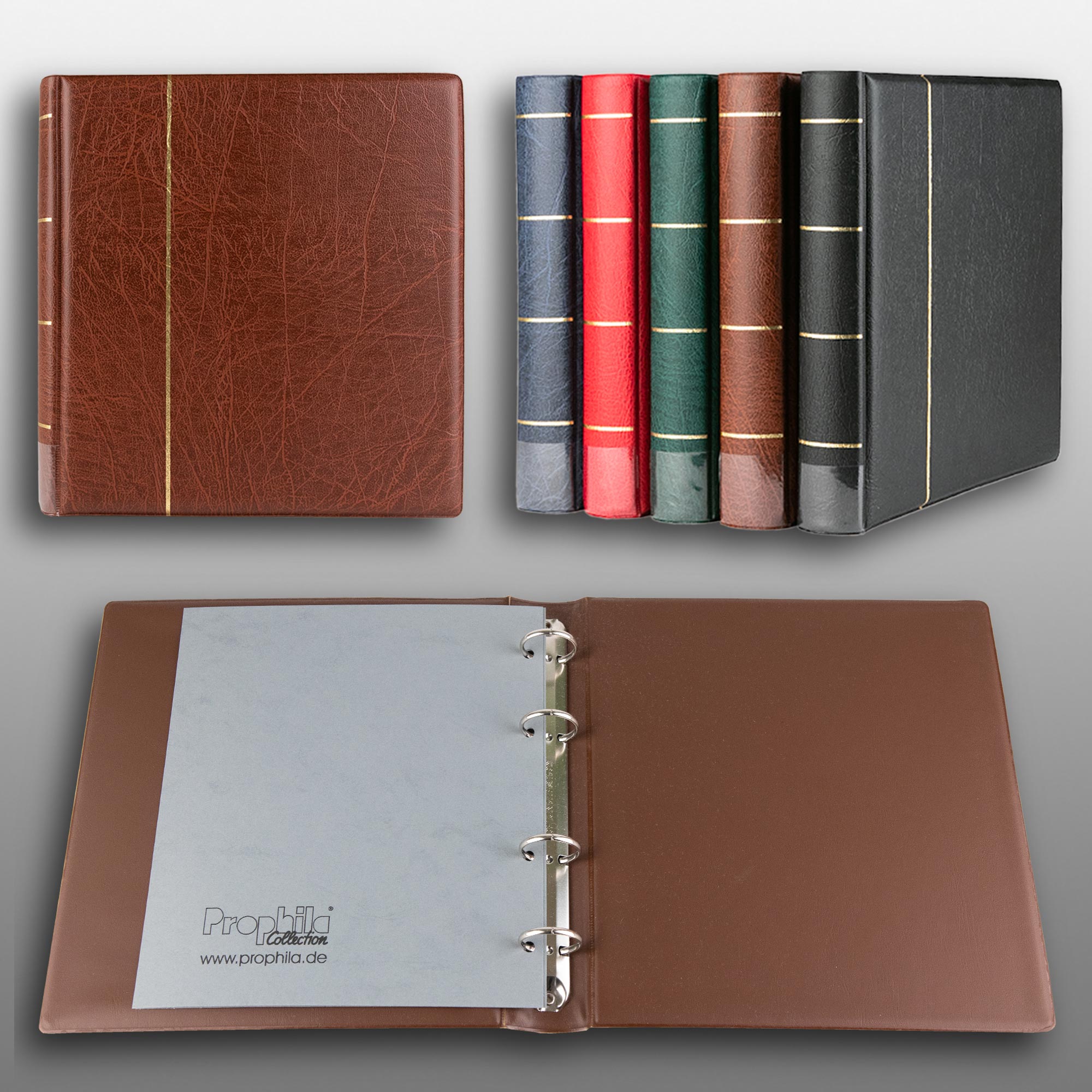 Prophila Collection Album A5 Standard-Ringbinder f�r M�nzen Banknoten Postkarten ETB (braun)