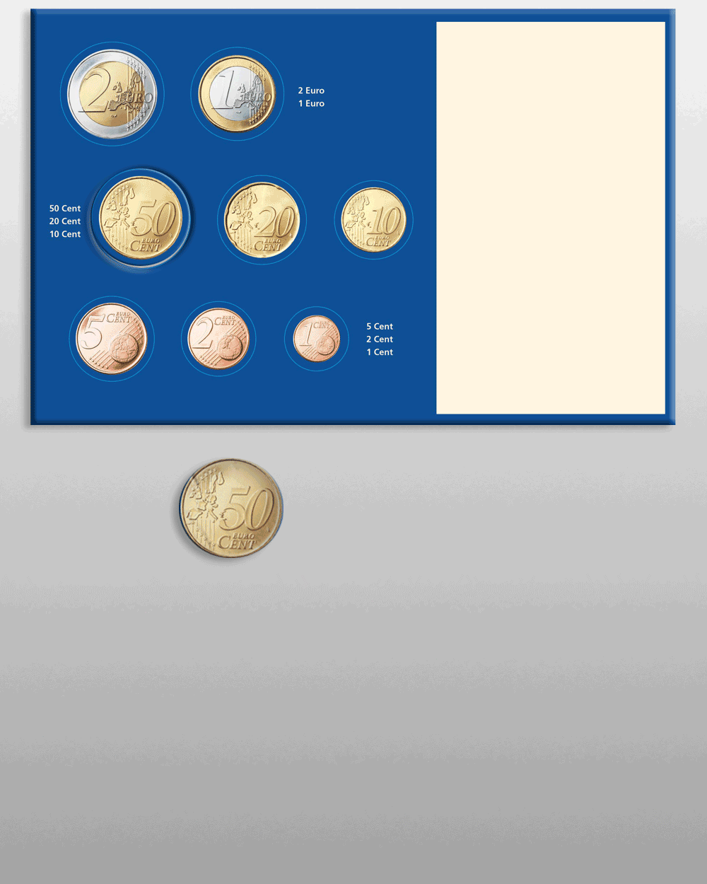 Prophila Collection 10 Mnz-Tabletts fr -Kursmnzenstze (1 Cent bis 2 Euro) neutral