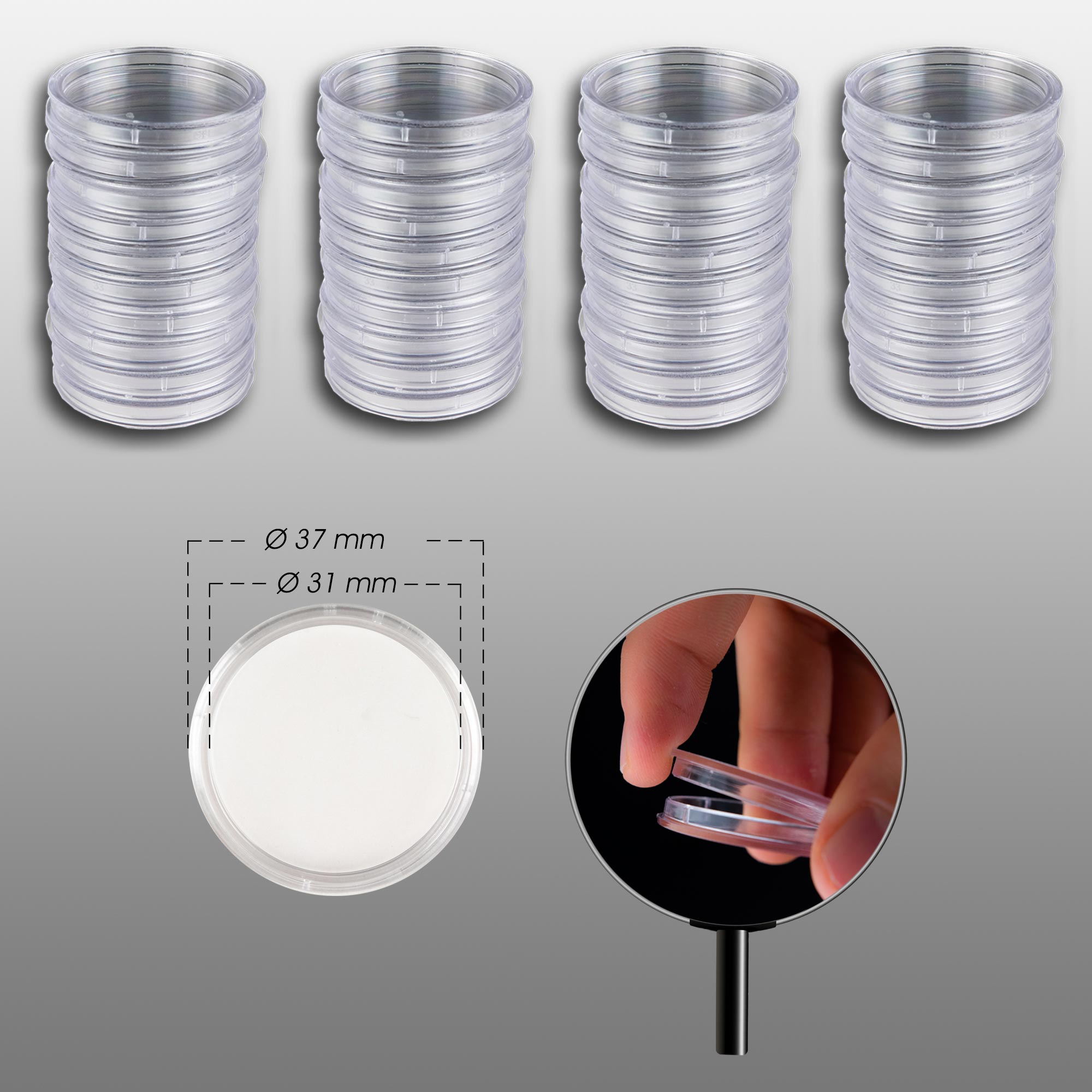 Prophila Collection 40 M�nzkapseln 31 mm Durchmesser z. B. f�r 10 MK DDR, US Half $ Kennedy