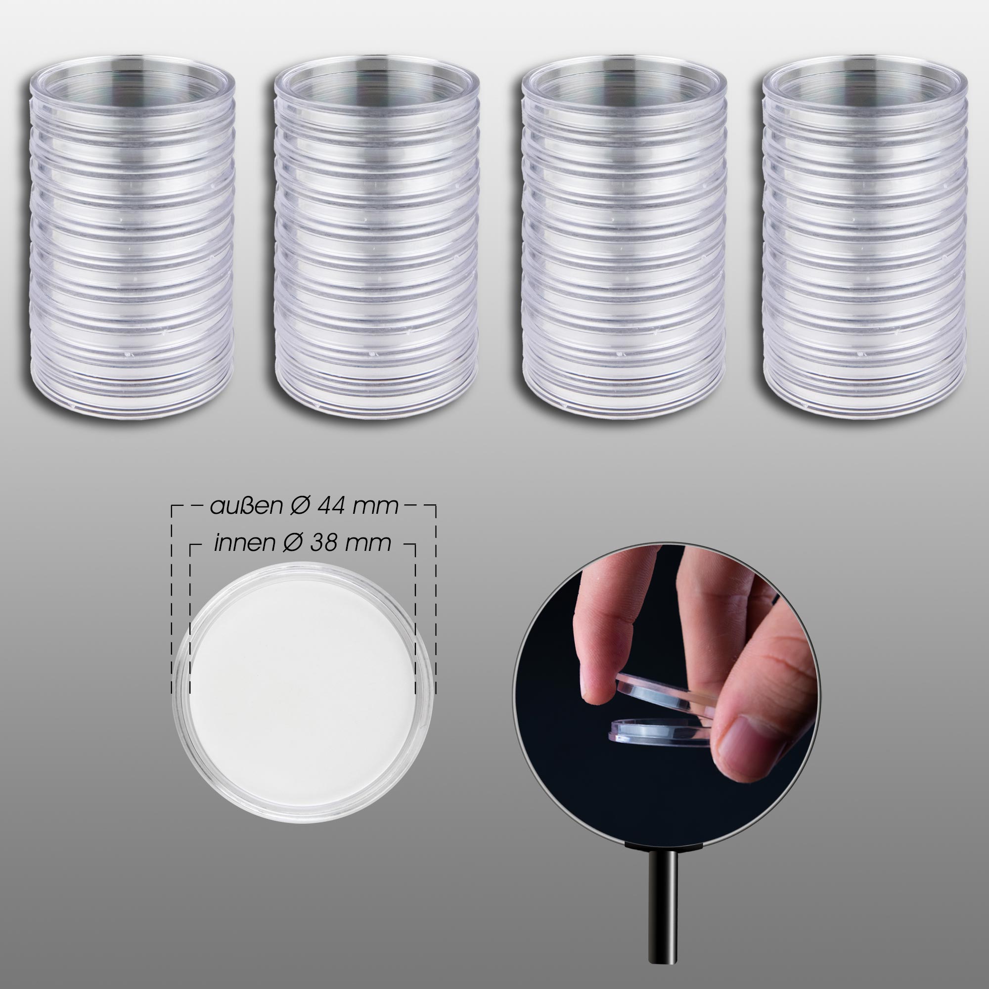 Prophila Collection 40 M�nzkapseln 38 mm z.B. f�r 500 Schilling, 5 Franc, div. US$